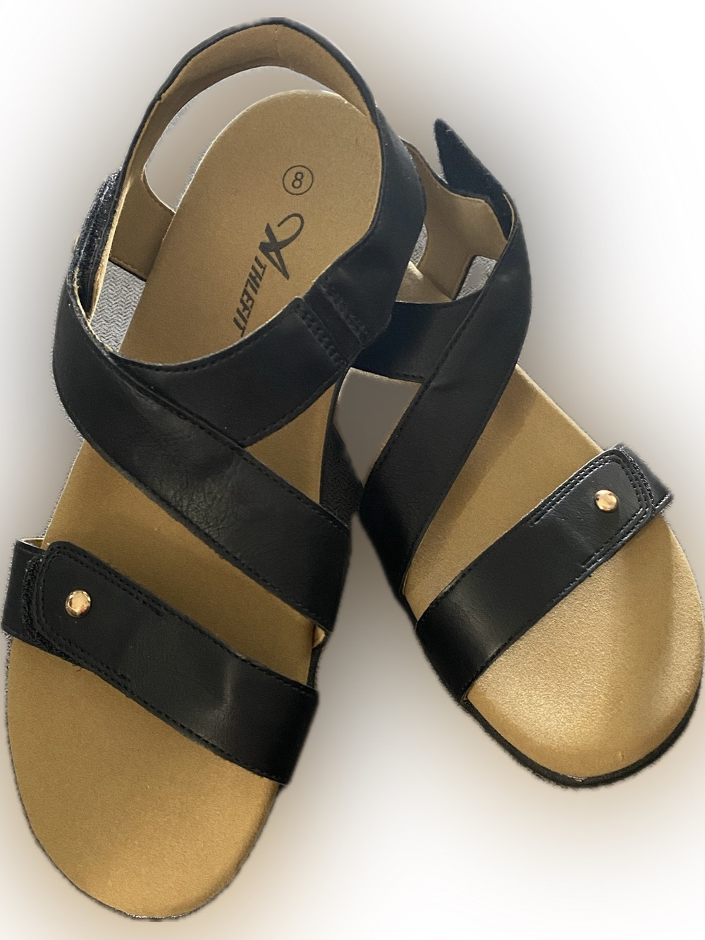 Women's Orthopedic arch support Black Strappy adjustable Comfort Sandals..sz. 8